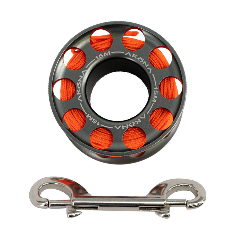 Aluminum Spool 15M / 50FT Grey-Scuba Schools of America