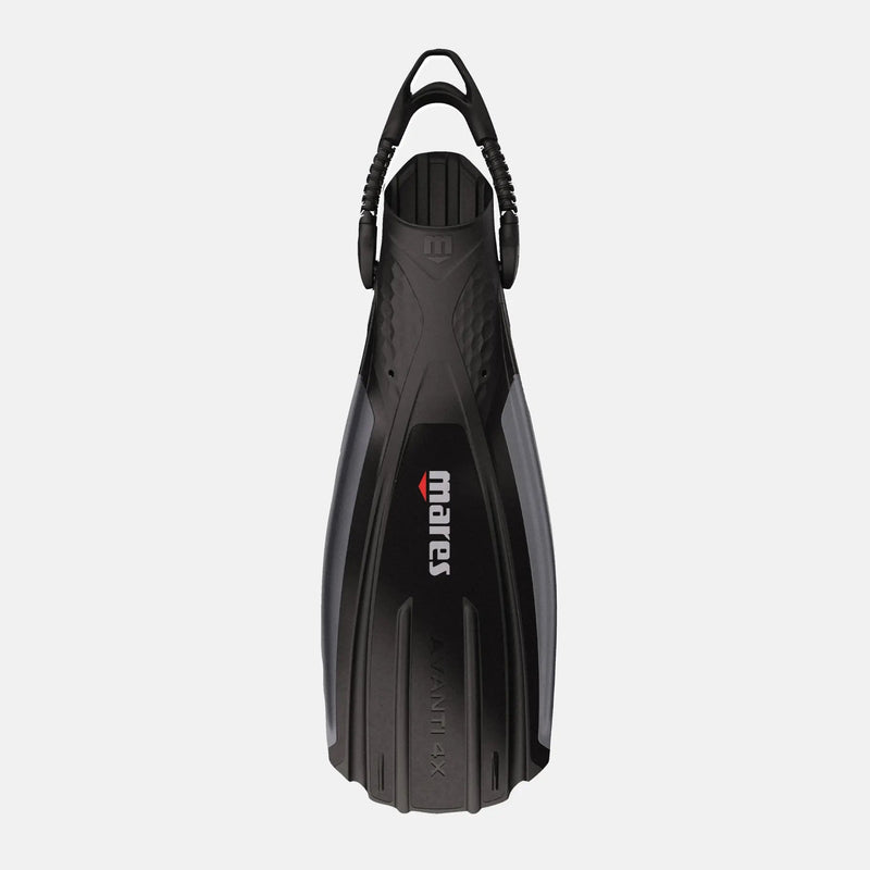 Black diving fin with Mares branding on a white background