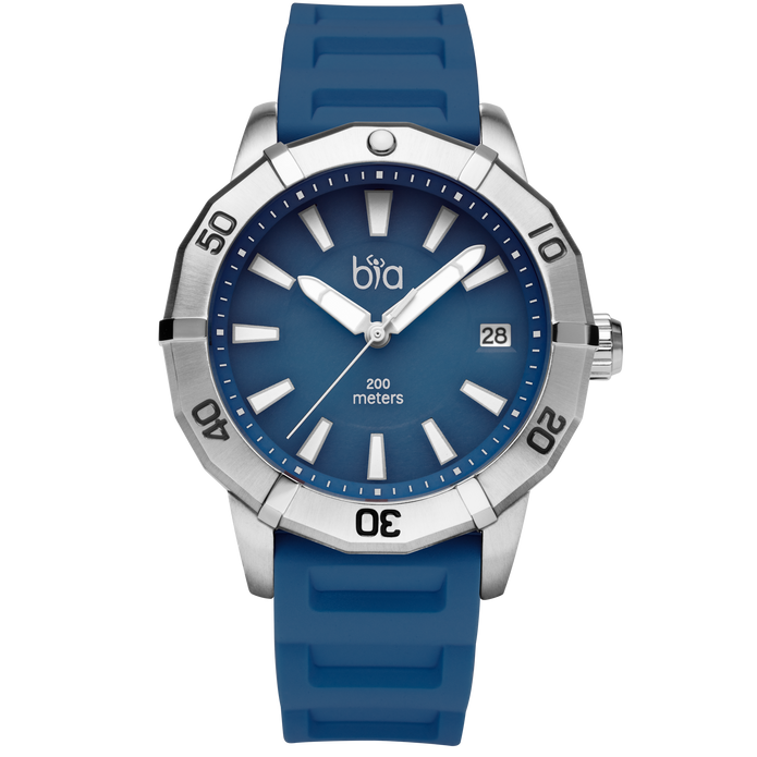 Bia Rosie Dive Watch B2004 with blue dial and silicone strap