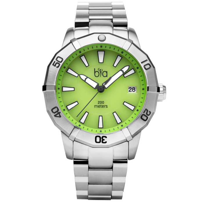 Bia Rosie Dive Watch B2007 with green dial and stainless steel