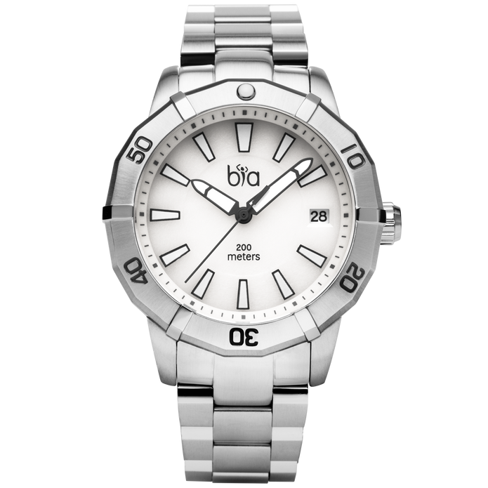 Bia Rosie Dive Watch B2011 with white dial and stainless steel