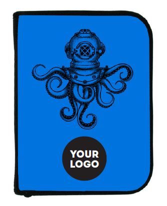 Scuba diving logbook with blue cover featuring octopus and diving helmet design - Innovate Scuba Concepts