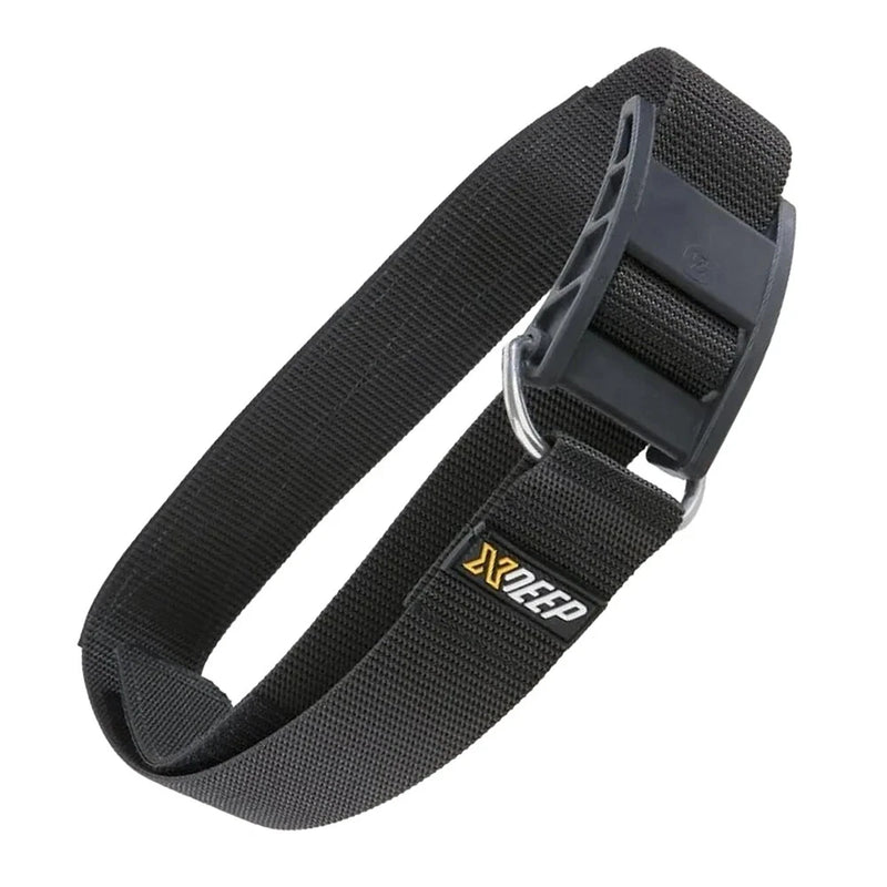 XDEEP cam band with ultra-hard plastic composite buckle for scuba tanks, side view.