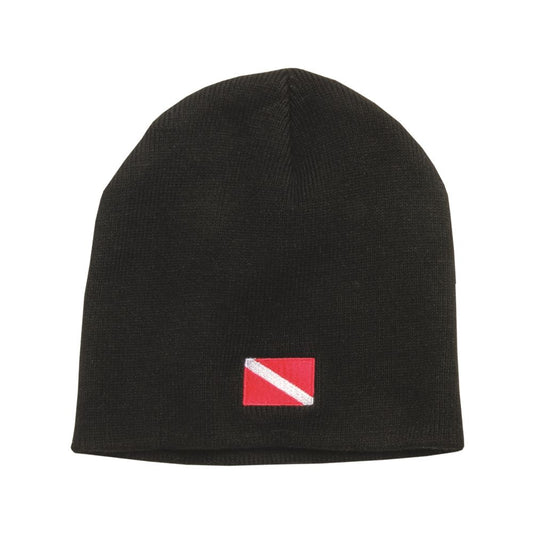 Knit Cap - Black - Red Dive Flag