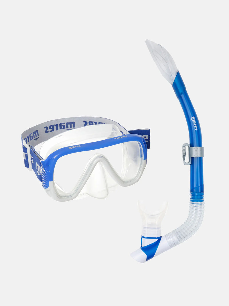 Combo KEEWEE SPLASH Snorkel Gear, Soft-Seal Silicone Mask and Splash-Protect Snorkel Design-Scuba Schools of America