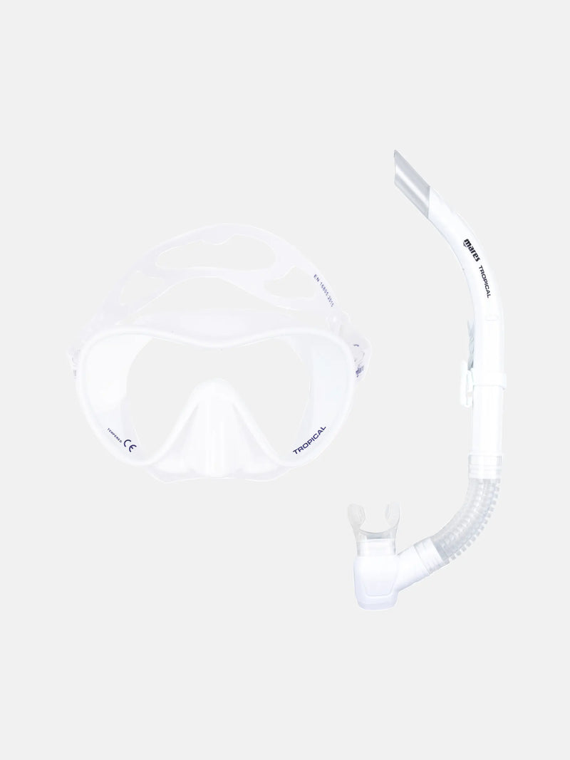 Combo TROPICAL Snorkeling Set, Premium Mask and Dry-Top Snorkel for Relaxed Diving-Scuba Schools of America