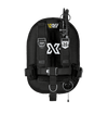 XDEEP COMFORT ZEOS Single Tank Set with aluminum backplate, wing-style BCD, continuous harness, and 3D mesh padding – front angled view