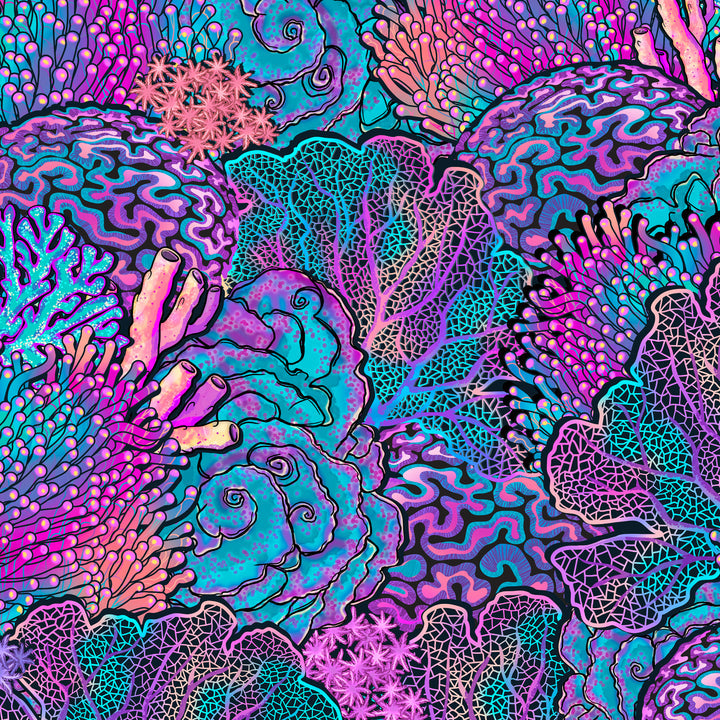 Eco-Friendly Coral Kaleidoscope Contour Rash Guard