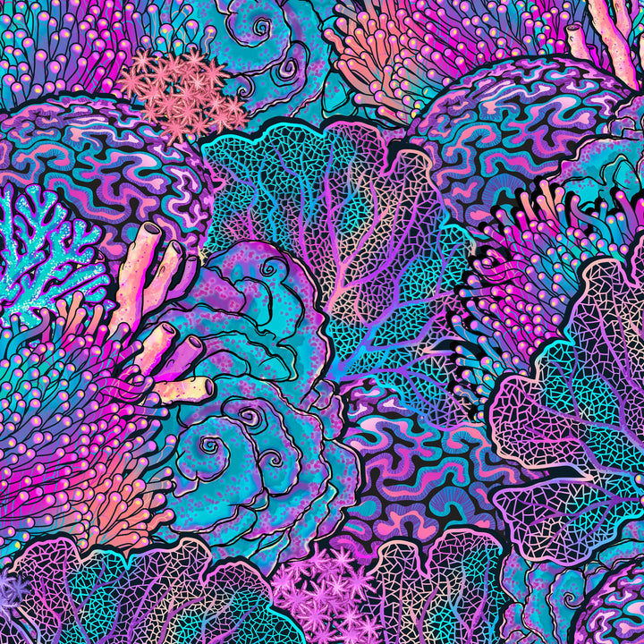Plus Size Eco-Friendly Coral Kaleidoscope Rash Guard