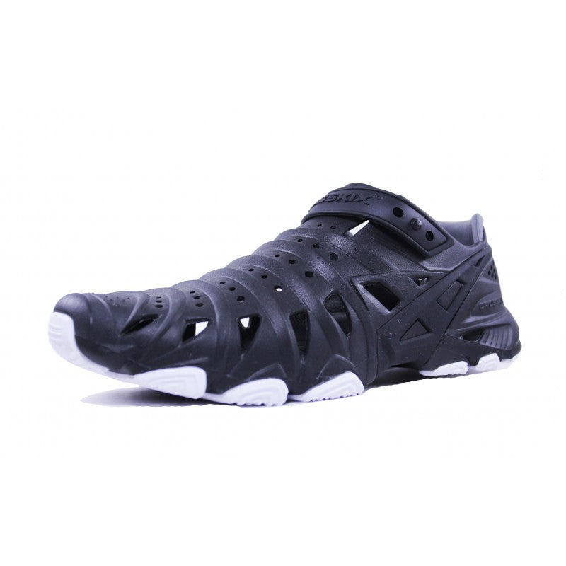 Crosskix 2.0 Knightrider dark gray clog angled side view highlighting perforated ventilation and athletic design