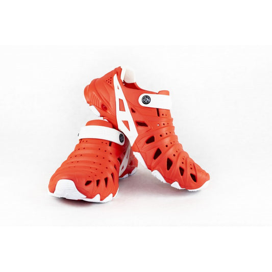 Crosskix 2.0 Mercury red water shoes with white accents and perforated design, pair shown from three-quarter angle