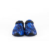 Front-facing pair view of Crosskix 2.0 Agua Marlin shoes in blue Mossy Oak camouflage pattern with black heel straps and soles