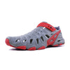 Crosskix 2.0 Red Dawn water shoe angled side view showcasing the slip-on design with red heel strap and ventilation system