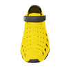 Crosskix 2.0 Yellowjacket water shoe front overhead view showing the wide toe box, perforated yellow design, and black heel strap with Crosskix branding