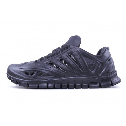 Crosskix APX Blackwater all-black athletic shoe side profile view showing breathable upper design and flexible sole