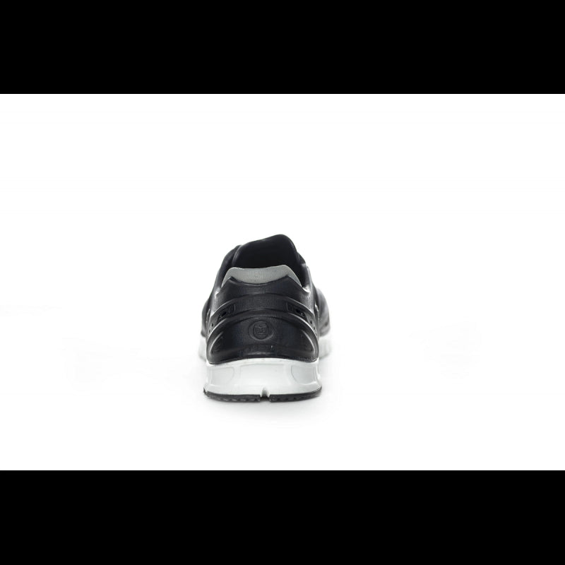 Crosskix APX Midnite athletic shoe back heel view showing black and gray colorway with white midsole and brand logo detail