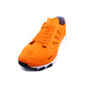 Crosskix APX Orangina running shoe displayed at three-quarter front angle, showcasing orange mesh upper with ventilation holes and laced closure