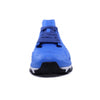 Crosskix APX Pacific Blue athletic shoe rear view showing heel construction, blue upper materials, and black and white sole pattern