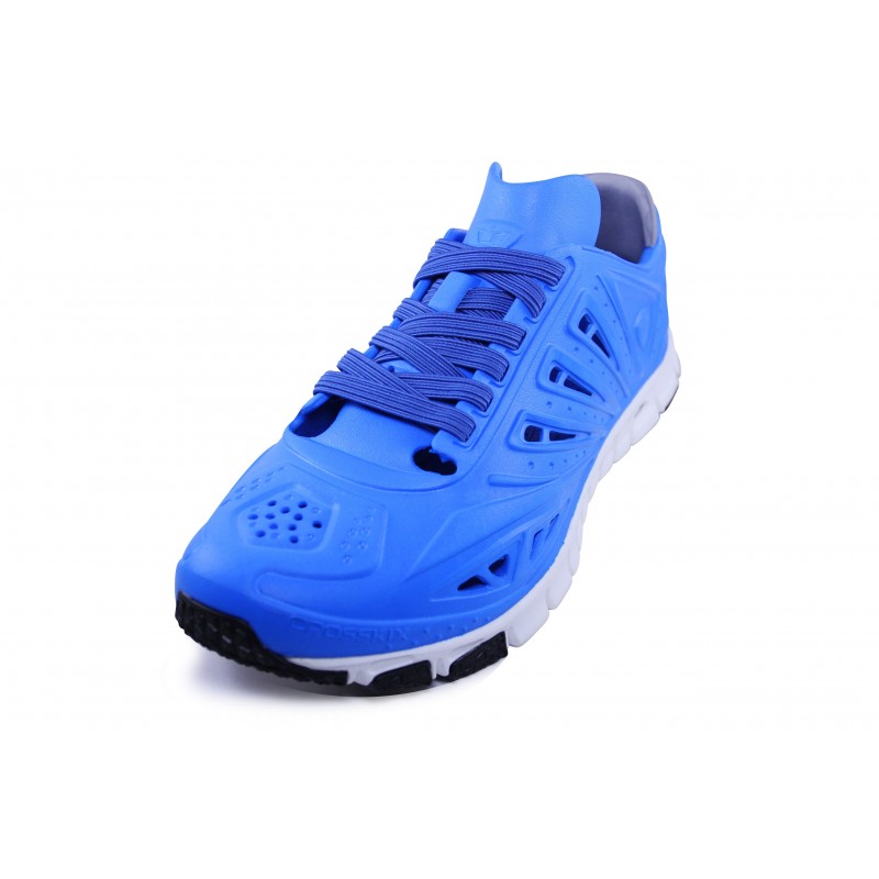 Crosskix APX Pacific Blue shoe front three-quarter angle view highlighting perforated blue upper design and athletic silhouette