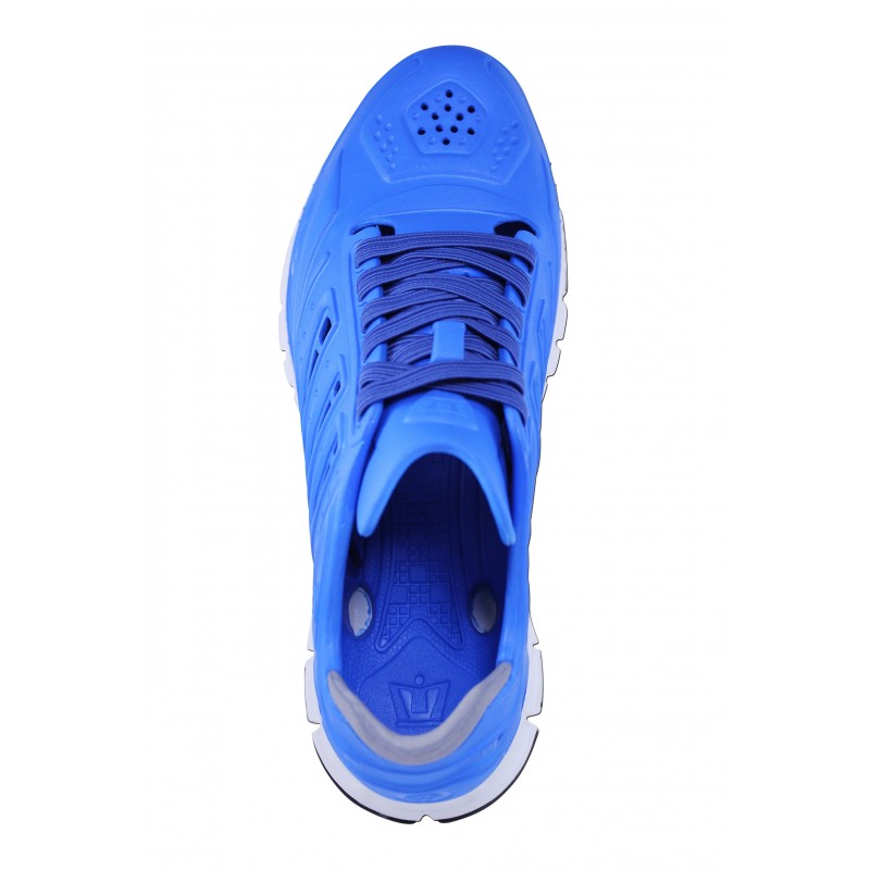 Crosskix APX Pacific Blue shoe top-down view showing lacing system, perforated toe box design, and interior blue lining