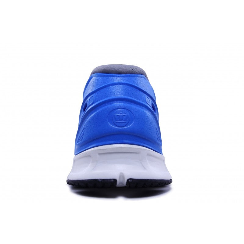 Crosskix APX Pacific Blue shoe back heel view displaying brand logo, blue colorway, and white midsole with black outsole