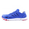 Crosskix APX Patriot blue athletic shoe with ventilation holes and red accent outsole, side view