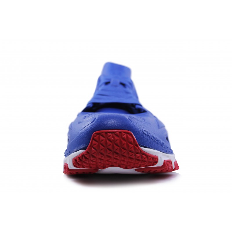 Crosskix APX Patriot blue shoe back view displaying heel design and red/white outsole pattern