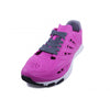 Crosskix APX Rose Azure shoe displayed at an angled front view, showcasing the pink upper with gray accents around the collar, gray laces, perforated ventilation design, and white outsole with black tread elements