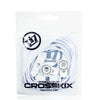 Crosskix Elasti-Laces Set packaged in clear plastic bag with Crosskix branding and logo, showing the complete white   elastic lacing system inside