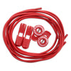Crosskix Elasti-Laces Set in red featuring elastic shoelaces with two circular branded end caps displaying the Crosskix logo, coiled and ready for use