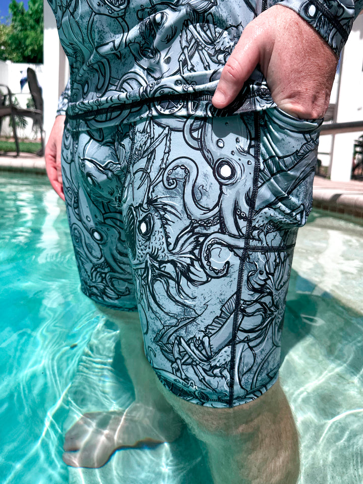 MENS Eco-friendly Deep Sea NO BUNCH Scuba Jammer Swim Shorts