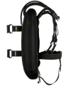 XDEEP ZEOS Deluxe – front view showing QR harness with 3D mesh shoulder straps and inflator hose