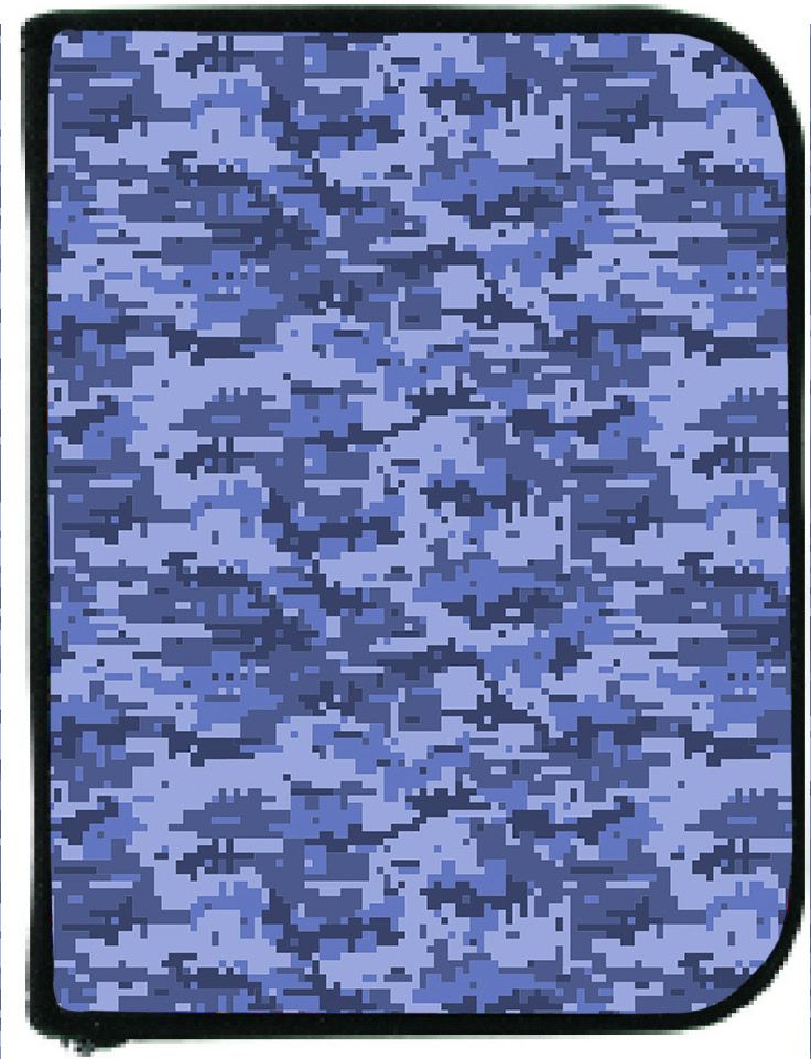 Digital blue camouflage scuba diving log book cover with pixelated navy-style camo pattern
