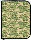 Digital green camouflage scuba diving log book cover with pixelated military-style camo pattern