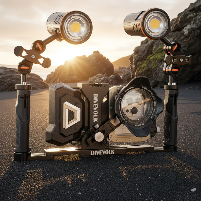Divevolk Dual Handle Underwater Camera Tray with Ball Heads Product Photo