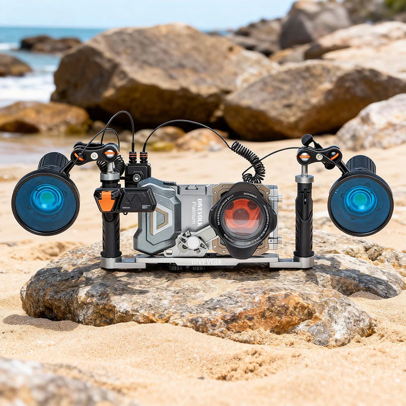 Divevolk Dual Handle Underwater Camera Tray with Ball Heads Product Photo