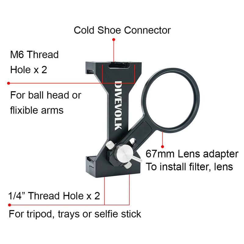 Divevolk Expansion Clamp with 67mm Lens Adapter Product Photo