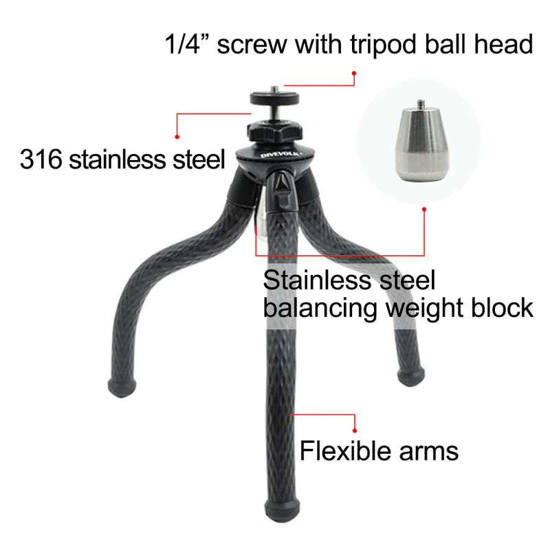 Divevolk Flexible Underwater Tripod with 1/4 PT Connector Product Photo