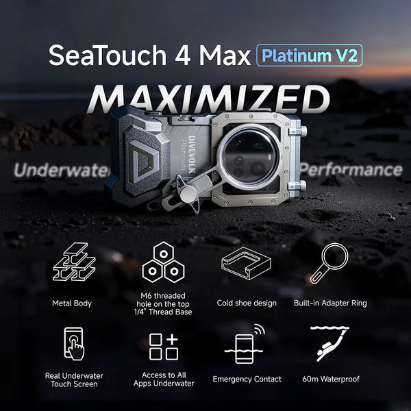 DIVEVOLK SeaTouch 4 Max Platinum Underwater Touchscreen Housing for Smartphones-Scuba Schools of America