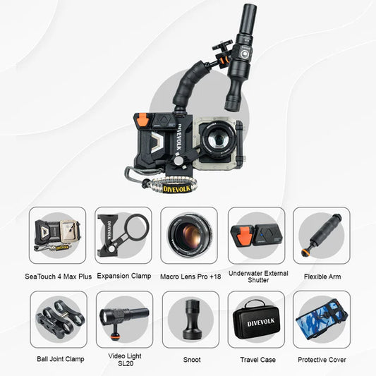 DIVEVOLK SeaTouch 4 Max Plus Advanced Macro Kit Underwater Housing for Smartphones-Scuba Schools of America