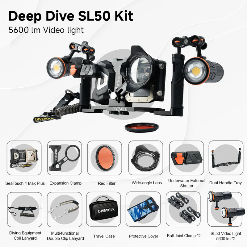 DIVEVOLK SeaTouch 4 Max Plus Deep Dive Kit with Dual Lights for Smartphones-Scuba Schools of America