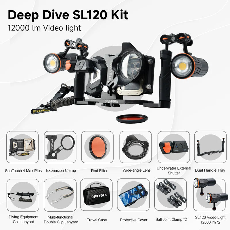 DIVEVOLK SeaTouch 4 Max Plus Deep Dive Kit with Dual Lights for Smartphones-Scuba Schools of America