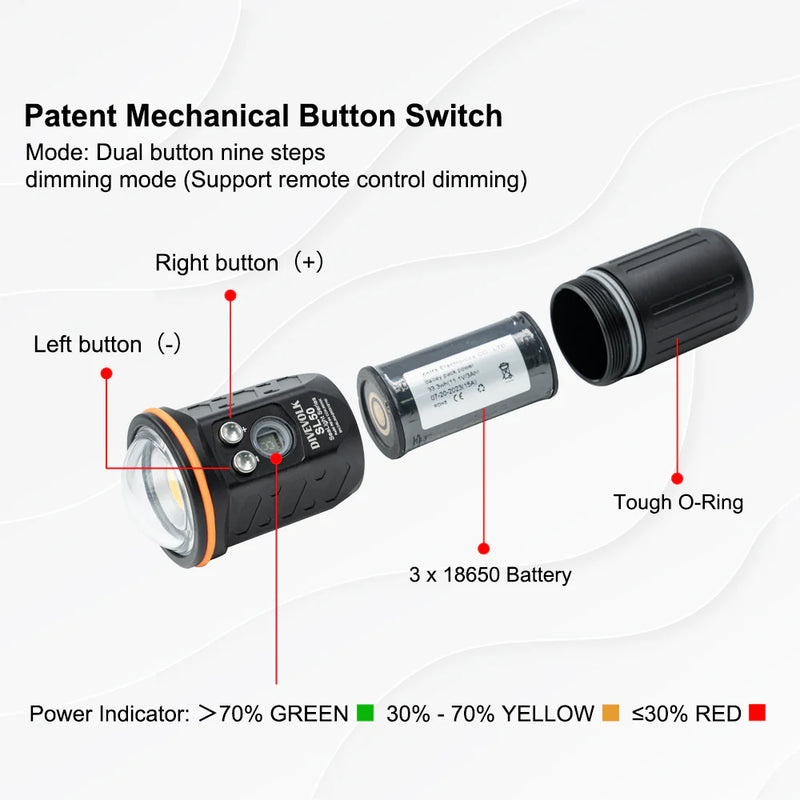 Divevolk SL50 5600 Lumen Underwater Video Light Product Photo