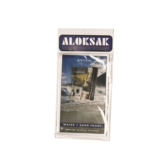 ALOKSAK element proof storage bag packaging showing airtight waterproof seal technology tested by U.S. Navy