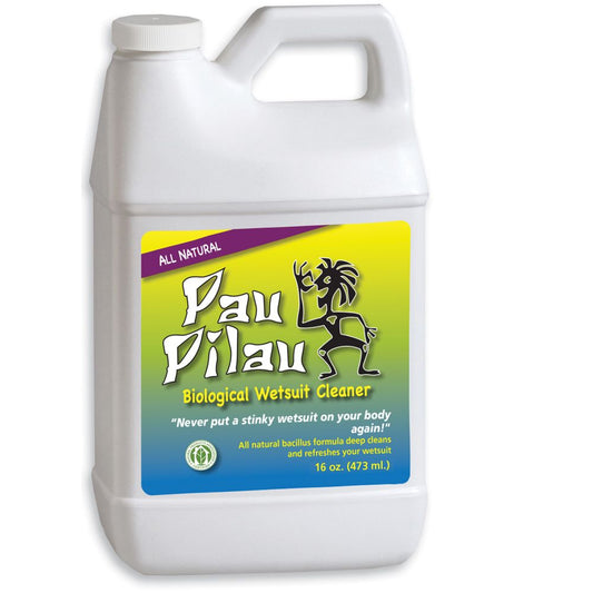 Pau Pilau biological wetsuit cleaner 16 oz bottle, professional-grade natural cleaning solution for neoprene diving suits