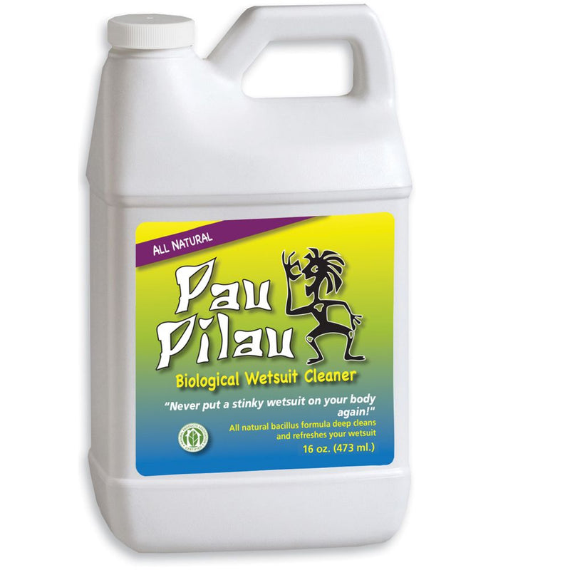 Pau Pilau biological wetsuit cleaner 16 oz bottle, professional-grade natural cleaning solution for neoprene diving suits