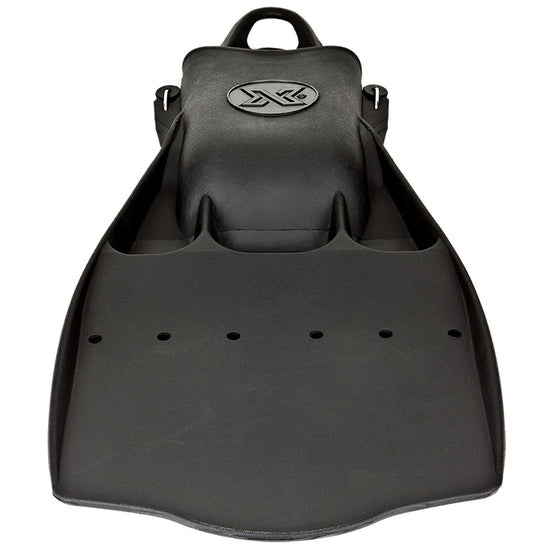 XDEEP Hard M-Size dive fins with spring heel strap — durable molded rubber fins designed for serious divers, featuring a firm blade and adjustable spring straps for a secure fit.