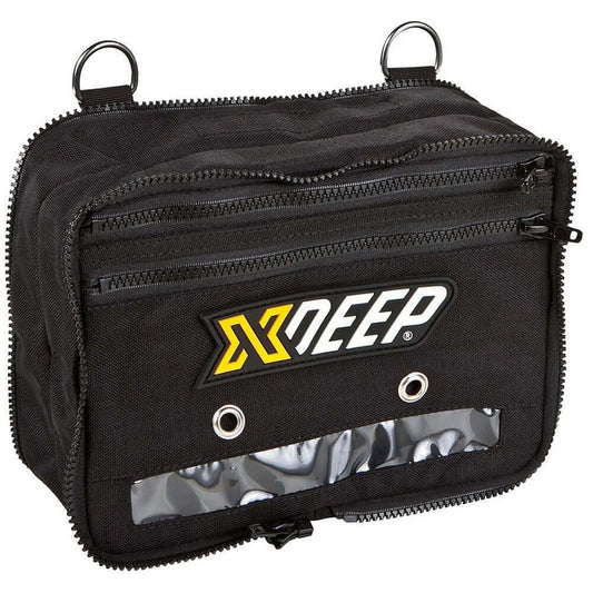 XDEEP Expandable Cargo Pouch – durable black pouch with zip closure and expandable design for sidemount or backmount harness attachment