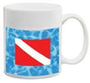 Small product thumbnail showing scuba diving flag design on white ceramic coffee mug