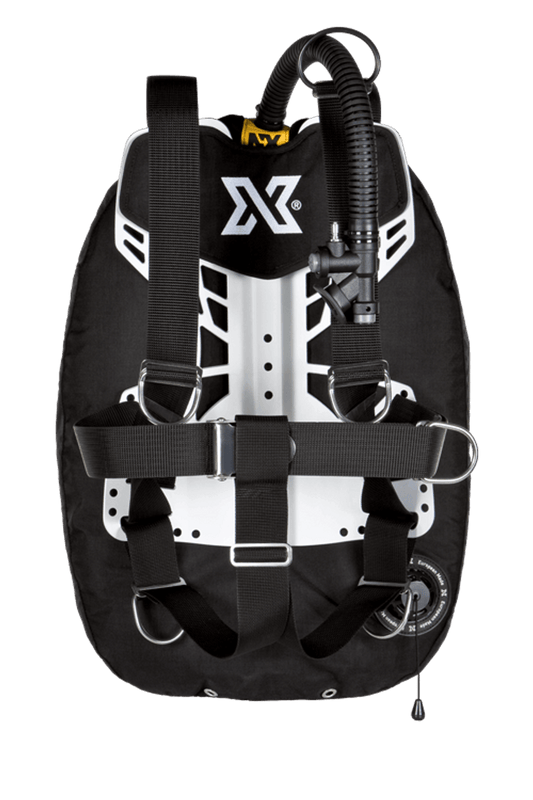 XDEEP NX ZEN Standard – rear view of full BCD set with stainless steel backplate and wing